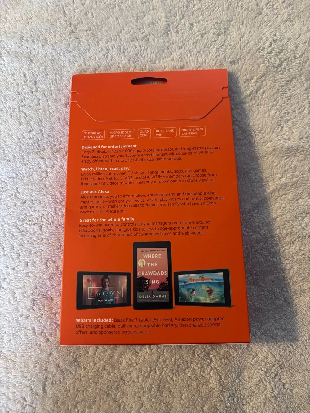 Amazon Fire 7 Tablet with Alexa (16GB) - Black and Orange Packaging